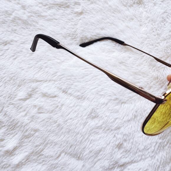 Oscar Clear Yellow w/ Gold Rim Aviator Sunglasses - Picture 5 of 11